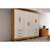 Guarda Roupa Solteiro 6 Portas e 6 Gavetas c/Pés Encant Freijo Cumaru c/ Fendi - Novo Horizonte