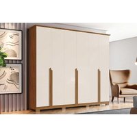 Guarda Roupa 6 Portas e 6 Gavetas Andréas c/ Pés Nature/Off White - Henn