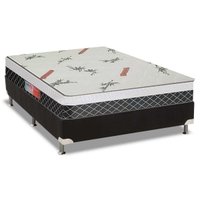 Cama Box Casal: Colchão Ortopédico Plumatex D28 Falcon Ultra Firme + Base CRC Suede Black(138x188)