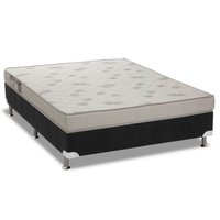 Cama Box Viúva: Colchão Espuma Ortobom Light Saúde + Base CRC Courano Black(128x188)