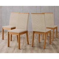 Kit 4 Cadeiras Sala Jantar Isa 4 Un Nature/Veludo Light Linho - Henn
