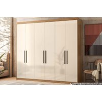 Guarda Roupa 6 Portas 2 Gavetas Venice Amêndola/Off White - Demóbile