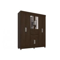 Guarda Roupa Solteiro 8 Portas e 2 Gavetas c/ Espelho Munique Ébano Touch - Demóbile