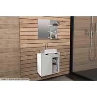 Conjunto de Banheiro Armário c/ Espelho BN3608 e Balcão Suspenso BN3605 s/ Cuba Pia 60cm cor Branco - Tecno Mobili