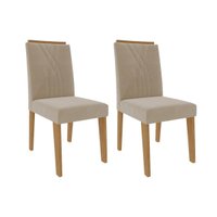 Kit 2 Cadeiras Sala Jantar Nicole 2 Un Nature/Suede Nude - Cimol