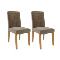 Kit 2 Cadeiras Sala Jantar Nicole  2 Un Nature/Suede Joli - Cimol