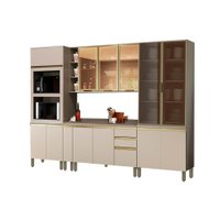 Cozinha Completa Connect 8 Peças (1 Armário + 2 Balcões + 2 Paneleiros + 3 Complementos) C8P05 Duna/Cristal - Henn
