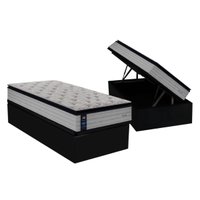 Cama Box Baú Solteiro: Colchão Molas MasterPocket Ensacadas Sealy Posturepedic Passion + Base CRC Suede Preto(88x188)