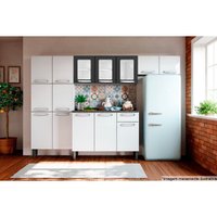 Cozinha Modulada Completa Evidence 4 Peças (2 Armários + 1 Balcão + 1 Paneleiro) C4P50 Branco/Preto - Bertolini