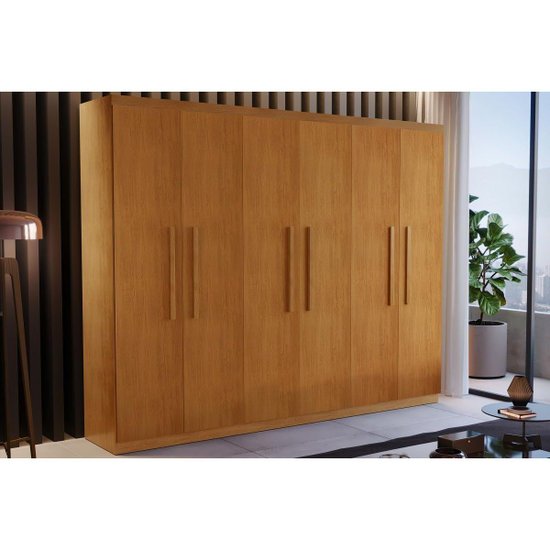 Guarda Roupa 6 Portas e 2 Gavetas Espanha Naturale - Rufato