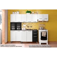 Kit de Cozinha Modulada 4 Peças Múltipla  (2 Armários + 1 Balcão + 1 Paneleiro) C4P82 Branco/Preto - Bertolini