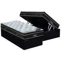 Cama Box Baú Solteiro: Colchão Molas Ensacadas Ortobom SuperPocket Elegant + Base CRC Suede Black(88x188)