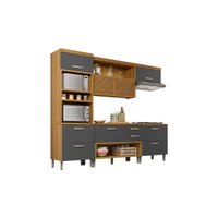 Cozinha Modulada Nesher Princesa  4 Peças (2 Balcões + Aéreo + Paneleiro) C4P15 Freijo/Grafite