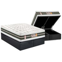 Cama Box Baú Queen: Colchão Molas Pocket Ensacadas Castor   Silver Star Air Max 3D + Base CRC Suede Gray(158x198)