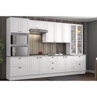 Cozinha Modulada Completa Americana 8 Peças (2 Armários + 2 Balcões + 2 Paneleiros + 2 Complementos) C8P01 Branco - Henn