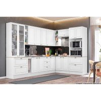 Kit de Cozinha Modulada 14 Peças Americana 1 (3 Armários + 4 Balcões + 1 Paneleiro + 6 Complementos) C14P01 Branco