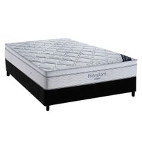 Cama Box Casal: Colchão Molas Ortobom SuperPocket Freedom +  Box Universal CRC Camurça Black(138x188)