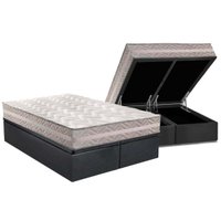 Cama Box Baú Queen: Colchão Ortopédico Paropas D28 / AG65 Master Gray + Base CRC Suede Gray(158x198)