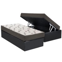 Cama Box Baú Solteiro: Colchão Espuma D45 Ortobom Light + Base CRC Suede Gray(88x188)