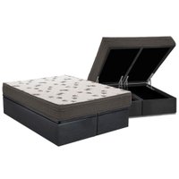 Cama Box Baú Queen: Colchão Espuma D45 Ortobom Light + Base CRC Suede Gray(158x198)