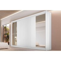 Guarda Roupas 3 Portas de Correr  1 Ripada e 6 Gavetas c/2 Espelhos Vitória Branco Acetinado - Europa