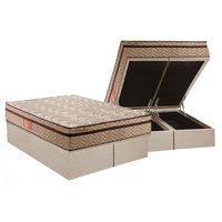 Cama Box Baú Queen: Colchão Molas MasterPocket Ensacadas Paropas   Marcelly Ibiza + Base CRC Suede Clean(158x198)