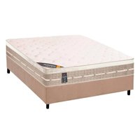 Cama Box Casal: Colchão Molas Castor Tecnopedic Premium + Base CRC Suede Bege(138x188)