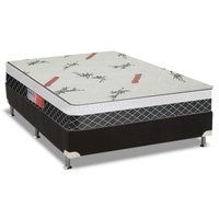Cama Box Casal: Colchão Espuma Plumatex D28 Falcon Ultra Firme + Base CRC Suede Black(138x188)
