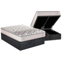 Cama Box Baú Queen: Colchão Ortopédico Herval ErgoPlus/EP  + Base CRC Suede Gray(158x198)