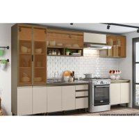 Cozinha Modulada Henn Connect  8 Peças (2 Armários + 2 Balcões + 2 Paneleiros + 2 Complementos) C8P08 Duna/Cristal