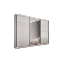 Guarda Roupas 3 Portas de Correr    e 8 Gavetas c/Espelho Toulon Plus Branco - Novo Horizonte