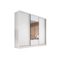 Guarda Roupas 3 Portas de Correr    e 8 Gavetas c/ Espelho Arezzo Plus Branco - Novo Horizonte