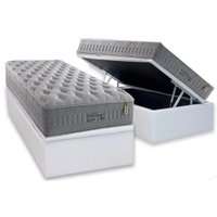 Cama Box Baú Solteiro: Colchão Molas Anjos MasterPocket Ensacadas Soft Dream + Base CRC Courano Branco(88x188)
