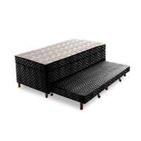 Cama Box c/Auxiliar Conjugado Solteiro: Colchão Molas Extrapedic Sublime Pillow Black (88x188x47) Paropas