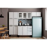 Cozinha Modulada Completa Múltipla 4 Peças (2 Armários + 1 Balcão + 1 Paneleiro) C4P77 Branco - Bertolini