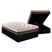 Cama Box Baú Queen: Colchão Molas MasterPocket Ensacadas Plumatex   Personalle + Base CRC Suede Black(158x198)