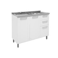 Gabinete de Cozinha Modulado  c/Pia Múltipla 6015 3 Portas e 2 Gavetas Branco - Bertolini
