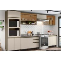 Cozinha Modulada Henn Connect  8 Peças (3 Armários + 2 Balcões + 1 Paneleiro + 2 Complementos) C8P13 Duna/Cristal