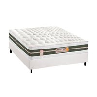 Cama Box Casal: Colchão Molas Castor Bonnel Silver Star Air + Base CRC Courano White(138x188)