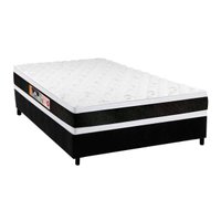 Cama Box Casal: Colchão Espuma D45 Castor Black e White AIR Double Face + Base CRC Suede Black(138x188)