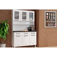Cozinha Compacta Star New c/ 6 Portas (3 c/ Vidro) e 3 Gavetas 120cm Branco - Telasul