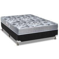 Cama Box Casal: Colchão Anatômico Ortobom D28/EP Fort Tech ISO 60 + Base CRC Suede Black(138x188)