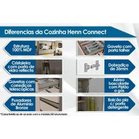 Cozinha Completa Connect 16 Peças (4 Armários + 4 Balcões + 1 Paneleiro + 7 Complementos) C16P03 Duna/Cristal - Henn