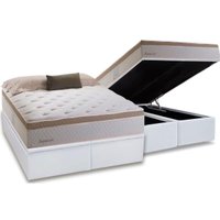Cama Box Baú King: Colchão Molas Herval MasterPocket Inspiracion + Base CRC Courano White(193x203)