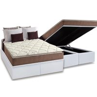 Cama Box Baú Queen: Colchão Ortopédico Anjos D28 / AG65 Star Pillow Top + Base CRC Courano White(158x198)