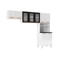 Cozinha Modulada Completa Diamante 3 Peças (2 Armários + 1 Paneleiro) Branco/Preto - Telasul