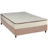 Cama Box Casal: Colchão Molas Luckspuma Bonnel Montreal Spring + Base CRC Suede Bege(138x188)