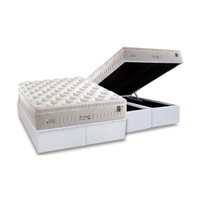 Cama Box Baú Queen: Colchão Molas Anjos MasterPocket Ensacadas Impressione + Base CRC Courano White(158x198)