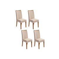 Kit 4 Cadeiras Sala Jantar Apogeu 4 Un Rovere/Amêndoa/Linho Rinzai Bege - Lopas