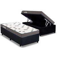 Cama Box Baú Solteiro: Colchão Espuma D33 Ortobom Light Saúde + Base CRC Suede Black(88x188)